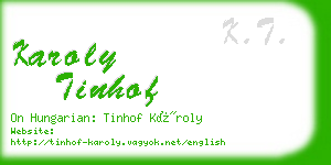 karoly tinhof business card